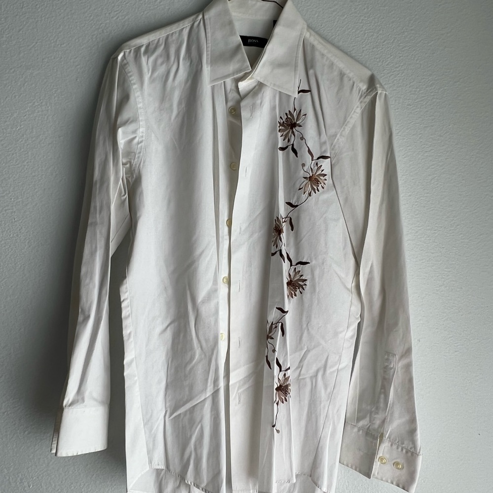 Hugo Boss, White Design Dress Shirt, Size: 41, neck 15